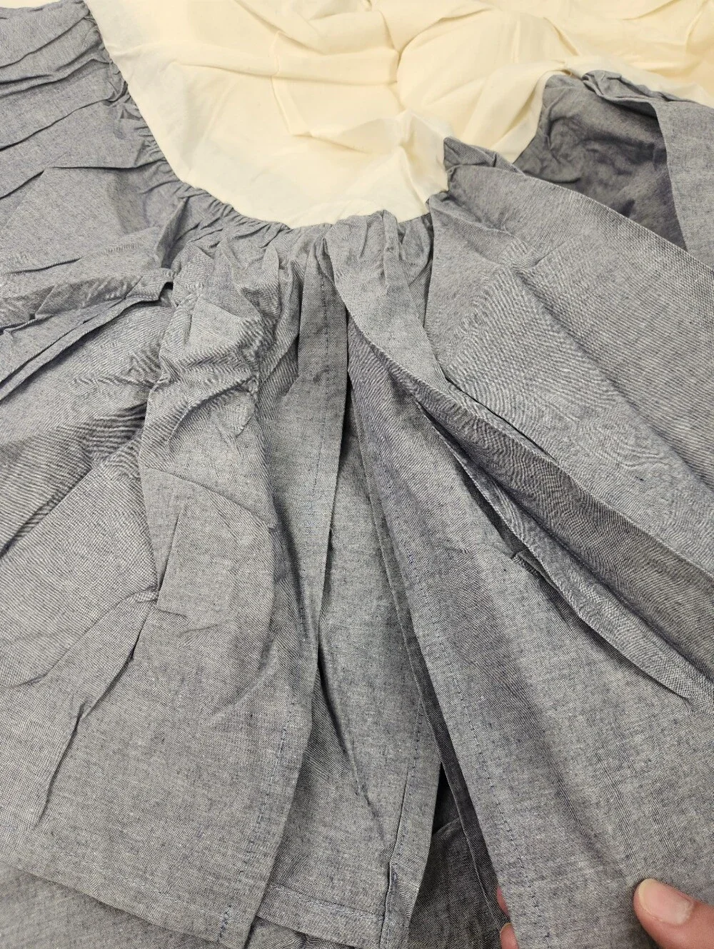 Pottery Barn Kids Chambray Blue Bedskirt 100% Cotton Sz Twin NOS Farmhouse